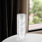 WGVI Hurricane Candle Holder Sleeve, W: 5", Ht: 14", Silver Speckled Glass Cylinder Open Both Ends, Chimney Tube Shade, 1 Piece - size: 5x14"H