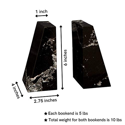 Modern Wedge Marble Bookends (Black Zebra) - color: Black Zebra