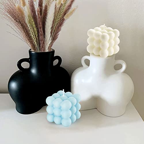 Valentine's Bubble Candles for Women, Floating Shelves Cube Shaped Scented Candles Square Candle Cool for Home Office Trendy Room Shelf Decor Aesthetic Bubble Candles Set (4 Pack) - color: Ivory White Pink Blue