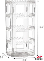 Sooyee 360 Rotating Earring Holder and Jewelry Organizer, 4 Tiers Jewelry Rack Display Classic Stand, 156 Holes and 160 Grooves for Necklaces Earrings Piercings, Clear - color: Clear