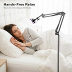 Kefotic Floor Magnetic Phone Holder for Bed Laying Down, Adjustable Bedside Phone Stand for iPhone Magsafe, Headboard Cell Phone Mount for Reading