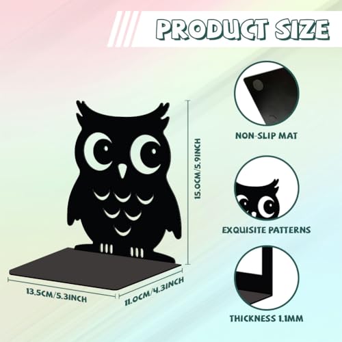 Peacoblue Metal Bookends for Shelves, Modern Decorative Heavy Duty Study Book Support Stoppers for Office, Desk, Shelf, Room 5.3"x4.3"x5.9" Cast Iron Simple Tall Bookends, 1 Pair (Owl) - color: Owl