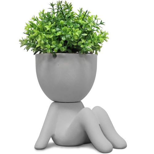 Zerzsy Mini Succulent Plant Fake Plants Succulents Plants Artificial for Home Bathroom Living Room Office Decor Cute Desktop Decoration - color: Cement Gray-b