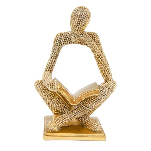 Sparkling Gold Reading Women Statue, Thinker Sculptures, Abstract Art Ornament, Modern Aesthetic Figurine Decoration for Home Living Room Bedroom Office Shelf Table Desk Bookshelf Decor - color: Left