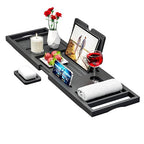 Premium Bathtub Tray Caddy - Expandable Bath Caddy Tray - Adjustable Bamboo Bath Caddy Tub Table - Unique House Warming Gifts New Home - Black - color: Black