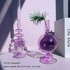 Candle Stick Candle Holder, Glass Candle Holders for Table Centerpiece, Modern Style Purple Candle Holder Mixed 4pcs - color: Purple