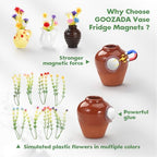 5 Pack Cute Ceramic Vase Fridge Magnets,Cute Fridge Magnets,3D Tiny Plant Vase Refrigerator Magnet for Decoration Kitchen Locker Office with Artificial Flowers - size: Style A-5pcs