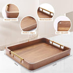 Acacia Wood Serving Tray with Handles, 17x13 Inch Ottoman Tray for Coffee Table,Candle Display,Breakfast in Bed, Large Wooden Decorative Tray with Non-Slip Pads, for Kitchen, Dining, Home Decor
