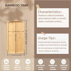 1PCS Bamboo Bathroom Trays - Suitable for The Bathroom,Kitchen,Breakfast Tray and Decorative Tray (8.27 in * 4.33 in) - size: 8.3" x 4.3" x 0.4"