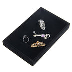 Youngy Velvet Jewelry Tray, Stackable Showcase Display Organizer for Ring Earring Necklace Pendants Bracelet Purple Black