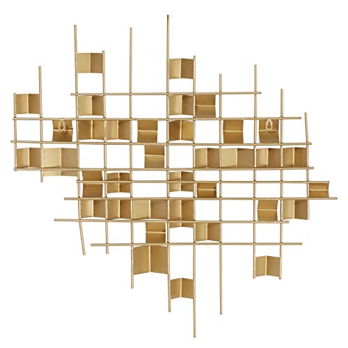 CosmoLiving by Cosmopolitan Metal Geometric Home Wall Decor 3D Folded Stripes Wall Sculpture, Wall Art 32" x 2" x 32", Gold - size: 32"L x 32"W