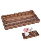 Wood Decorative Tray with Scalloped Edge Acacia Wood Rectangle Serving Trays Organization Coffee Table Wooden Trays for Living Room Bedroom Entryway Kitchen Home Decor and Vanity Storage