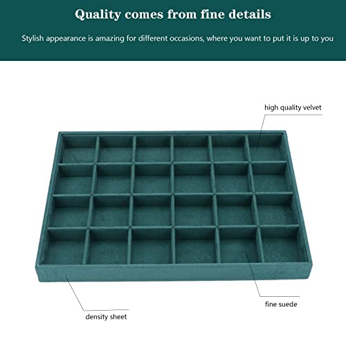 Large Velvet Jewelry Tray, Drawer Organizer for Jewelry in Dresser, Stackable Jewelry Drawer Organizer Inserts for Earring Necklace Bracelet Rings(Green,24grid) - color: Green, size: 24grid