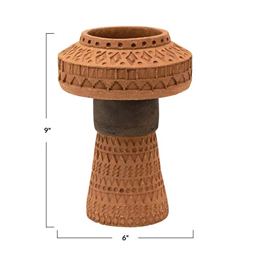 Handmade Debossed Terra-Cotta Vase, Terra-Cotta Color & Black