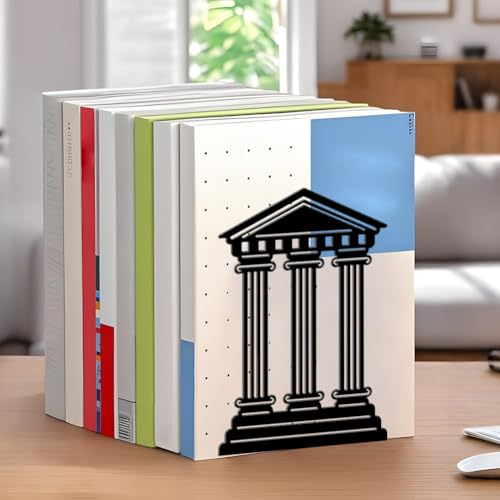 WADORN 1 Pair Roman Temples Metal Decorative Bookend for Shelves, Heavy Duty Book Ends Modern Non-Skid Books Holder Stand Black Book Support Stoppers for Desk Bookshelf Office Home, 5.3x4.3x7.8 Inch - color: Roman Temples