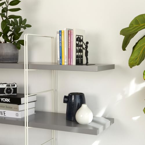 Balvi The Library Metal Bookend – Decorative and Functional Book Holder for Home and Office – Sturdy Black Design with Anti-Slip Bumpers – Ideal Gift for Book Lovers – Sujetalibros