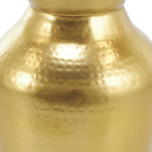 Deco 79 Metal Decorative Vase Hammered Spotted Centerpiece Vase, Flower Vase for Home Decoration 9" x 9" x 12", Gold