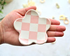 Preppy Teen Girls Gifts - Trendy Pink Room Decor, Checkered Jewelry Tray - style: Pink Checkered