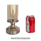 Brass Hurricane Candle Holder with Glass Lid, Anti-Tip Pillar Candle Holder for Wedding Dining Party Table Centerpiece, Elegant Home Decor