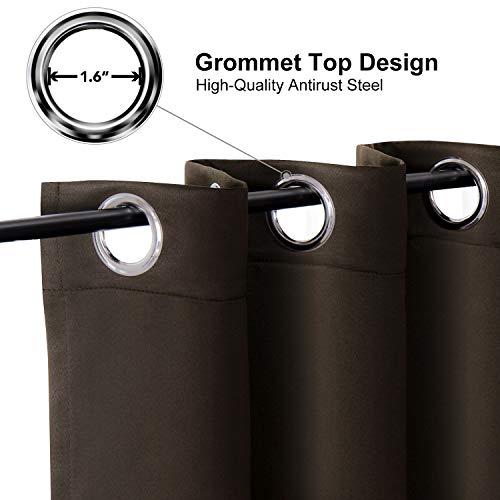 ChrisDowa Small Window Curtains 40 inches Long for Bedroom - Grommet Short Thermal Insulated Room Darkening Curtains for Kitchen (2 Panels, Brown, 29 x 40 Inch) - color: Brown, size: 29"W x 40"L (Pack of 2)