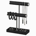 bussdis 2 Tier Bracelet Holder Display - Detachable T Bar Black Velvet Bracelet Holder, Jewelry Holder Organizer for Bracelet, Necklace, Earrings, Rings - color: Black