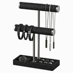 bussdis 2 Tier Bracelet Holder Display - Detachable T Bar Black Velvet Bracelet Holder, Jewelry Holder Organizer for Bracelet, Necklace, Earrings, Rings - color: Black