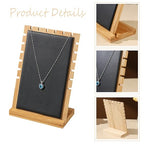 Necklace Jewelry Display Stand with Leather Soft Mat Bamboo Jewelry Stand Holder Organizer Jewelry Hanger Display for Necklaces - color: Black