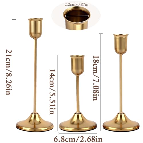 Gold Candlestick Holders Taper Candle Holder for Candlesticks Metal Set of 6 Vintage Centerpiece for Dining Table Wedding Christmas Thanksgiving Fireplace Home Decor Gift 007-TB-6