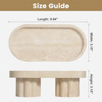 Natural Beige Travertine Oval Tray with Two Legs - 10 Inch Elegant Vanity Decor, Desk Organizer for Perfume, Jewelry & Candle Holder | Durable Stone Serving Tray