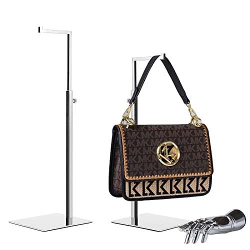 2 Pack Handbag Display Stands, Silver Purse Holder Display Stands, Adjustable Height Stainless Steel Hanger Rack for Retail Closet Vendors Display Luxury Bag Handbags Jewelry (RCS 50% Recycled Post-consumer Metal) - color: Silver