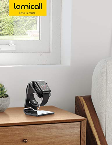 Lamicall Watch Stand for Apple Watch Magnetic Fast Charger - Desk Charging Stand Holder Dock for Apple iWatch Series SE3 SE2 Ultra 3, Series 11 10 9 8 7 6 5(49mm 46mm 45mm 44mm 42mm 41mm 40mm 38mm) - color: 1-Black