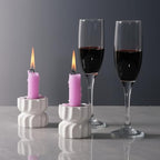 Twizzle Twist Candle Holder, Decorative Candle Holder for Table Display, Romantic Decoration, Unique Home Décor Aesthetic, Housewarming Gift, Height 2.4 inches Set of 2 - Cement