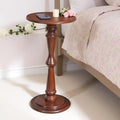 SwallowLiving Small Drink Table, Brown Wooden Round Side Table, Narrow Modern End Table with Pedestal Stand for Small Spaces, Beside Sofa Couch & Office, Tall Plant Display Stand, 12" W x 25" H - color: Brown Hourglass