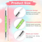 3 Pcs Nail Art Sculpture Pen, Dual Tipped Silicone Nail Tools, Silicone Head Acrylic Handle Nail Art Brushes, Rhinestone Nail Polish Carving Pen, Nail Art Tools for Home Salon(Black Green Royal Blue) - color: Black, Green, Royal Blue