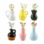 6 Packs Mini Ceramic Vase Magnets for Fridge, Fingertip Vase, Cute Tiny Plant Vase Fridge Magnets for Kitchen Refrigerator Office Locker Decoration with 6 Fake Flowers