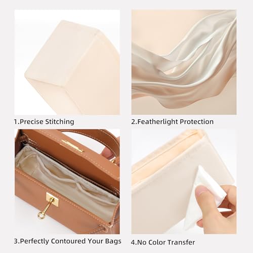 DGAZ Bag Organizer Insert For Kelly pochette/mini II /20/25/28/32/35/40/42/45 Bags, Silk Purse Organizer, Simplicity Handbag & Tote Organizer(Craie,KL50) - color: Craie, size: KL50