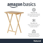 Amazon Basics Classic Foldable TV Dinner Tray Table with Storage Rack, 14.6 L x 19 W x 26 H inch, Natutral, 4-Pack - color: Natural