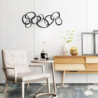 Pigort Metal Abstract Wall Art Black Minimalist Décor Line Art Wall Décor, 3D Textured Wall Sculptures, for Living Room Bedroom Bathroom Office Set of 3