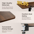 PEGZONE Desk Extender Tray, 24" x 12" Clamp On Desk Shelf, Desk Extension with Storage Drawer, Table Desk Arm Rest, Clamp On Keyboard Tray for Office and Home, Workstation Organizer, Medium, Walnut - size: 24 x 12 inch, style: Walnut with Drawer