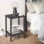 TUTOTAK End Table, Side Table, Nightstand, 2-Tier Storage Shelf, Sofa Side Table for Small Space, Living Room, Bed Room TB01BMK034 - color: Marble Black