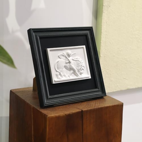 FOLKOR LIFE Cherub Angels Framed Wall Art Sculpture for Modern Classical Decor, Black and White Wall Decor Greek Mythology Classic Cupid Arrow Artwork Figurines for Room Decor, Gift for Anniversary - color: Cupid Statue SY03