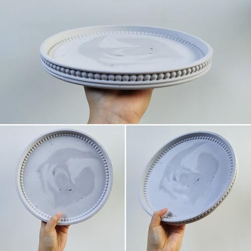 Wehous Large Round Beaded Tray Mold, 10.6in Serving Tray Silicone Molds for Epoxy Resin, Unique Storage Container Concrete Gypsum Resin Casting Molds for Jewelry Trinket Candle Holder Home Ornament - color: Big Round
