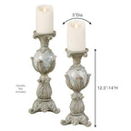 Touch of Class Lionna Candleholder Set of Two - Resin - Blue, Gray, Gold - Candlesticks for Bedroom, Living Room, Dining Room, Mantel, Office, Hallway, Entryway, Foyer - Pillar Holders