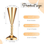 Potchen 6 Pcs Flower Trumpet Gold Vase Tabletop Centerpiece Gold Tall Flower Vases Bulk Wedding Table Decorative Centerpiece Table Decorations Arrangements for Floral Party Anniversary Birthday(M) - size: Medium