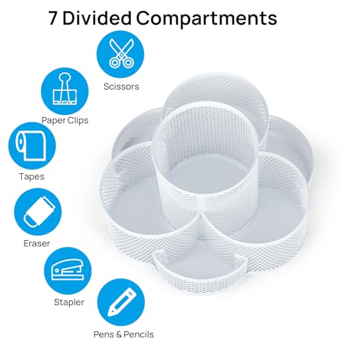 Topwey Pen Holder for Desk, Rotating Pencil Holder, Cup Holder for Desk Office, Pen Organizer (Pure White) - color: Pure White