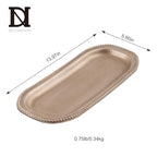 Wooden Decorative Tray, 13.9×5.9" Oval Distressed Boho Coffee Table Tray Decor, Kitchen Dining Table Trays Farmhouse Home Decor, Wood Beaded Rustic Trays for Living Room, Bathroom (Golden Brown)
