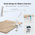 AboveTEK Tablet Stand Holder for Desk & Bed, Aluminum iPad Holder Arm with 360° Rotating Clamp, Adjustable Phone Stand Compatible with 4.7"-13.5" iPad Pro/Air/Mini, iPhone, Galaxy Tab- White - color: White