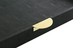 HofferRuffer Extra Large Square Serving Tray, Elegant Faux Leather Ottoman Tray with Gold Hardware Handles, Serve Tea, Coffee or Breakfast in Bed, 23.6 x 23.6 inches, Black Large Square - color: Black, size: 23.6" x 23.6" x 2"