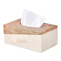 Rectangular Natural Travertine and Rustic Wood Textures Tissue Box Cover for Bathroom,Livingroom,Bedroom, Hand-Made Resin Wood Inlaid Travertine Tissue Box Holder,10 x 5.7 x 4.5 in - color: C-brown&beige