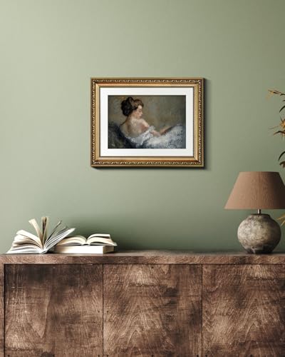 VIYYIEA Gold Framed Wall Art Canvas Print Home Decor Portrait Wall Art Sitting Woman Vintage Decor Room Aesthetic Mid Century Lady Elegant Farmhouse Painting Wall Decor for Bedroom Bathroom 11x14in - color: Figure Crouching, size: 14"L x 11"W